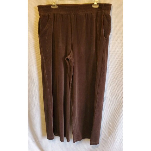 Lululemon Scuba Super Wide Leg Pants Velvet Womens 14 XL Brown Stretch Comfort - Picture 1 of 8